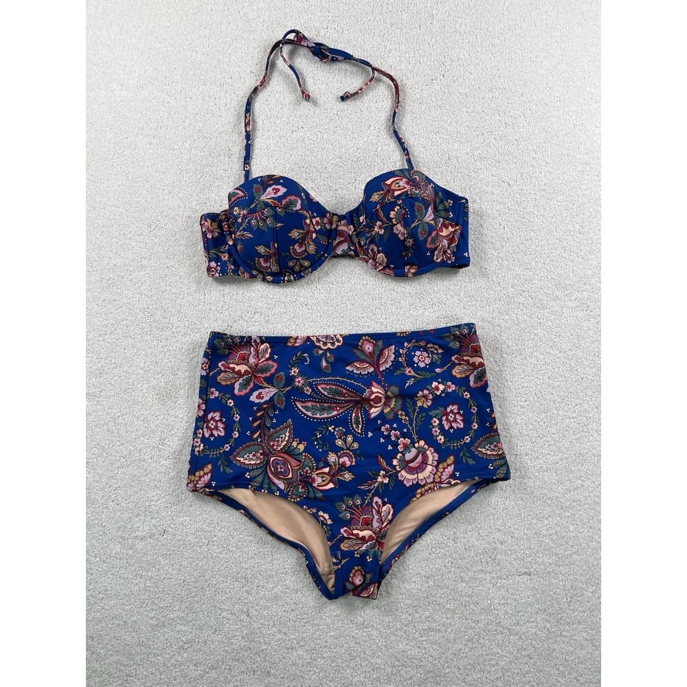 Jcrew X Liberty London Floral Bikini Set Underwire Top 34C High Waisted Bottom M - Picture 3 of 14